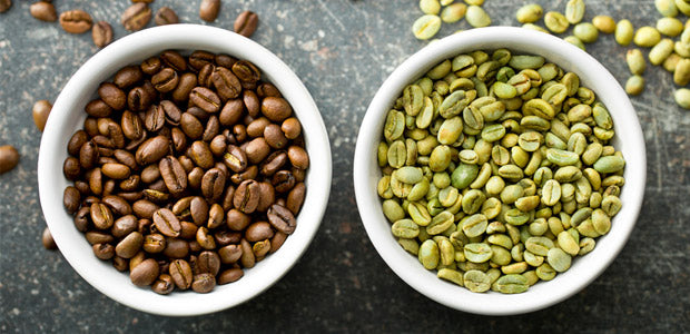 grönt kaffe, gröna kaffebönor, råa kaffebönor, rostade kaffebönor, kafferosteri